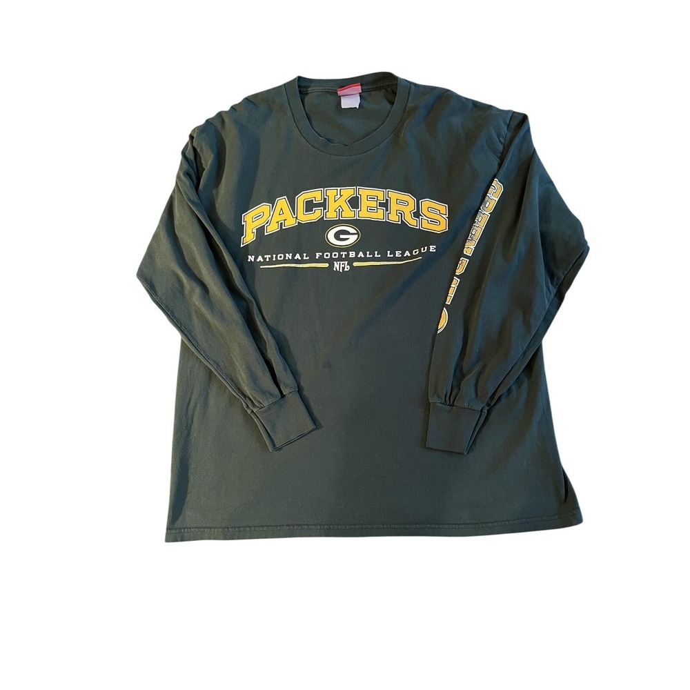 Green Bay Packers Shirt Mens Large Green NFL Football Long Sleeve Team Apparel